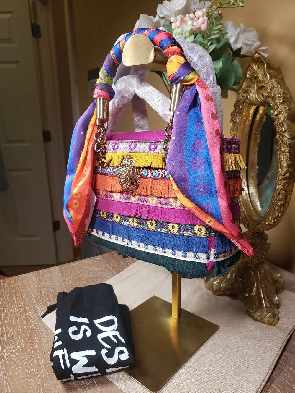 Kurt Geiger Multicolor Top-Handle Satchel w/ Scarf & Crossbody NWT!